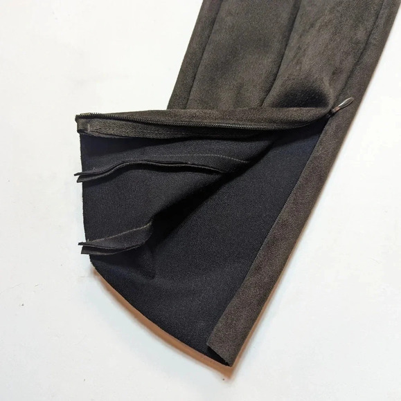 Zara  Suede Brown Green Skinny Dress Pants Zipper Ankle Woman's XS - Picture 7 of 8